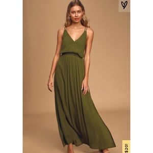 Lost in Paradise Olive Green Maxi Dress